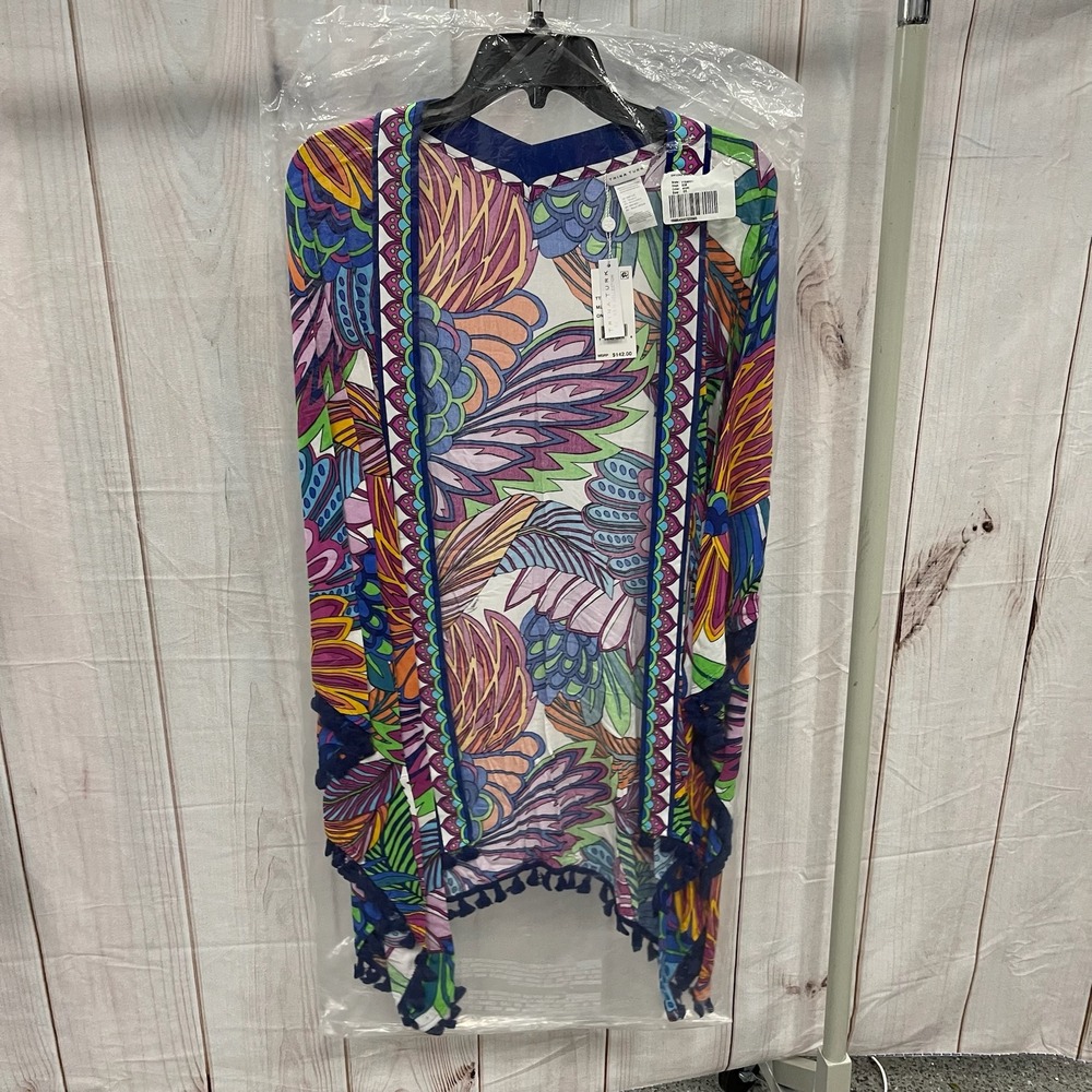 Trina Turk Paradise Kimono Cover Up Multi Floral Tassel TT0AR27 OS NEW